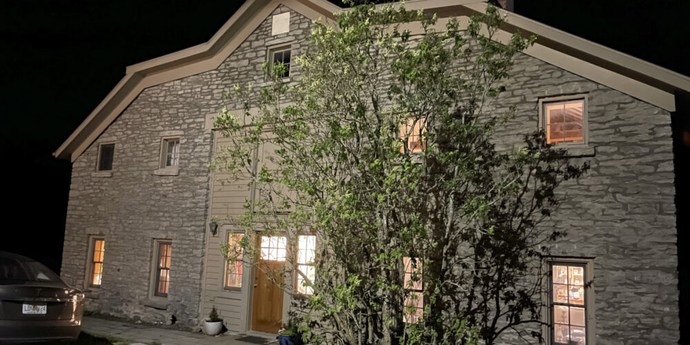 Cherry Valley Lilacs - Bates Hop House at night